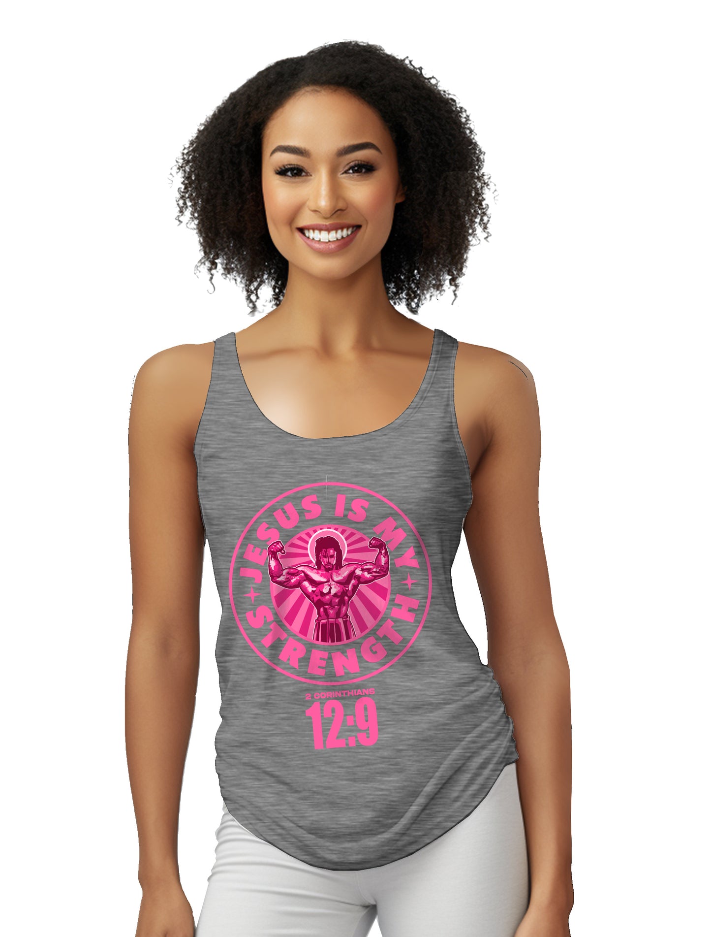 Jesus Is My Stregnth 2 Corinthians 12:9 - Women's Racerback Tank Top