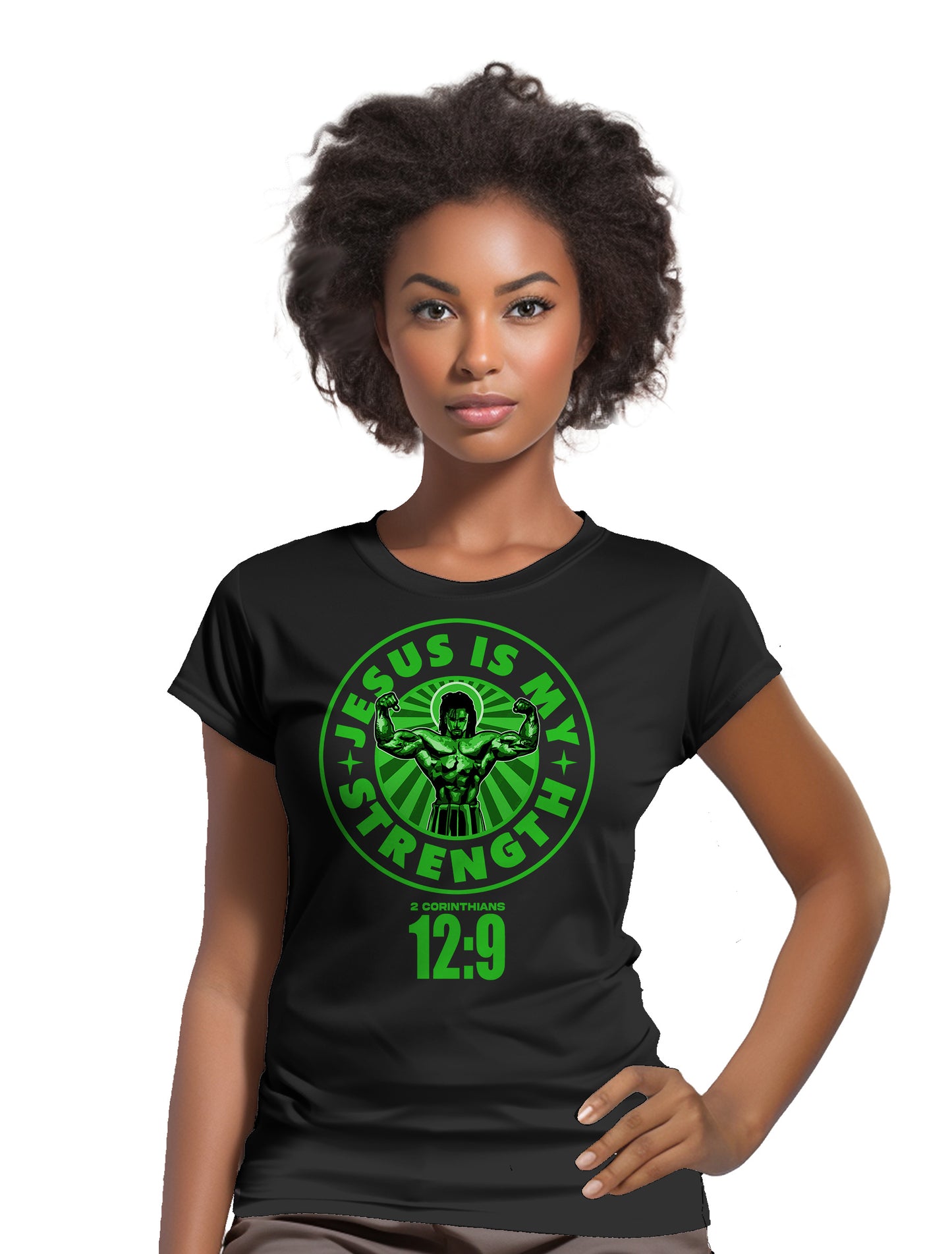 Jeseus is my Strength 2 Corinthians 12:9- Women's short sleeve fitted tee