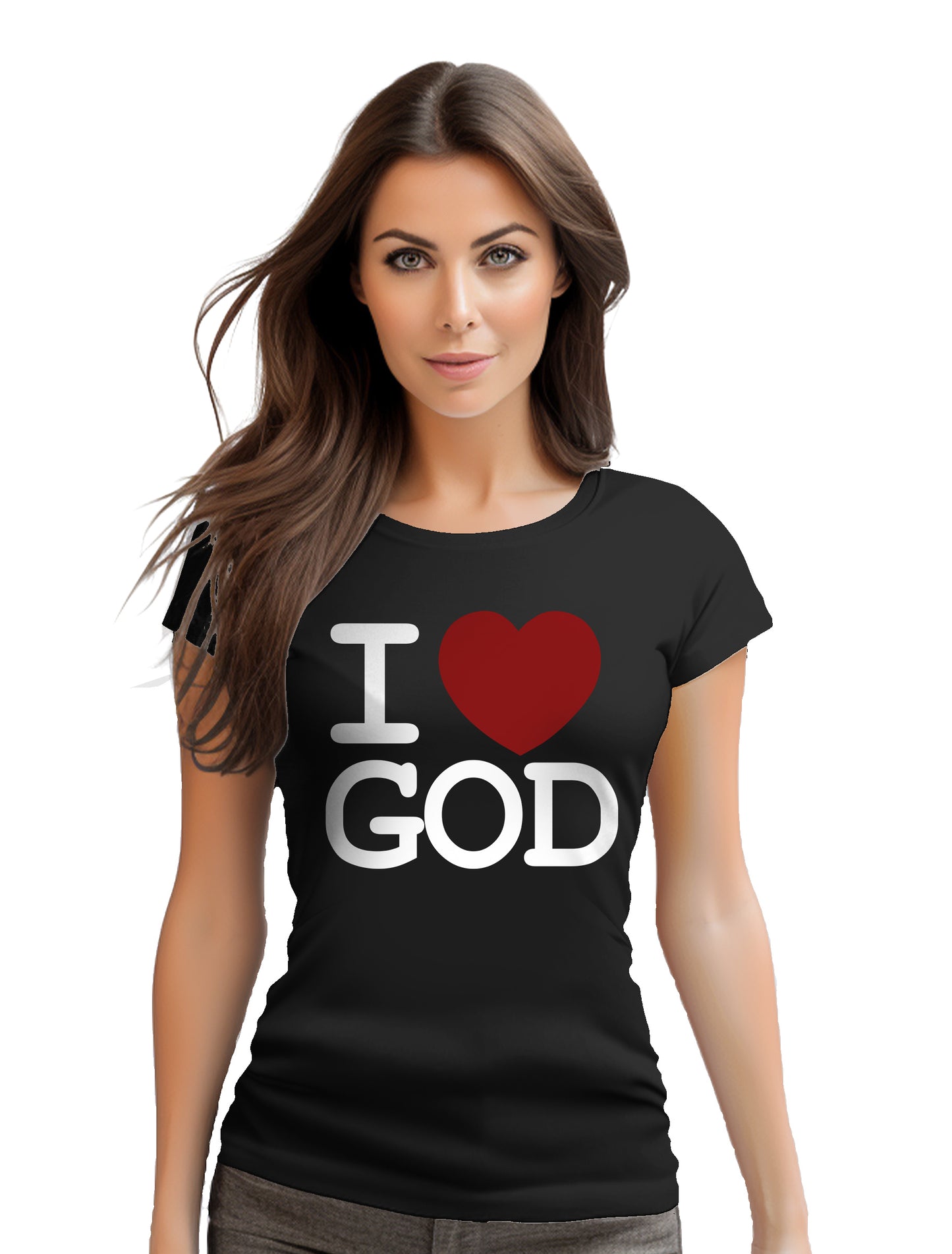 I LOVE GOD- Women's short sleeve fitted tee