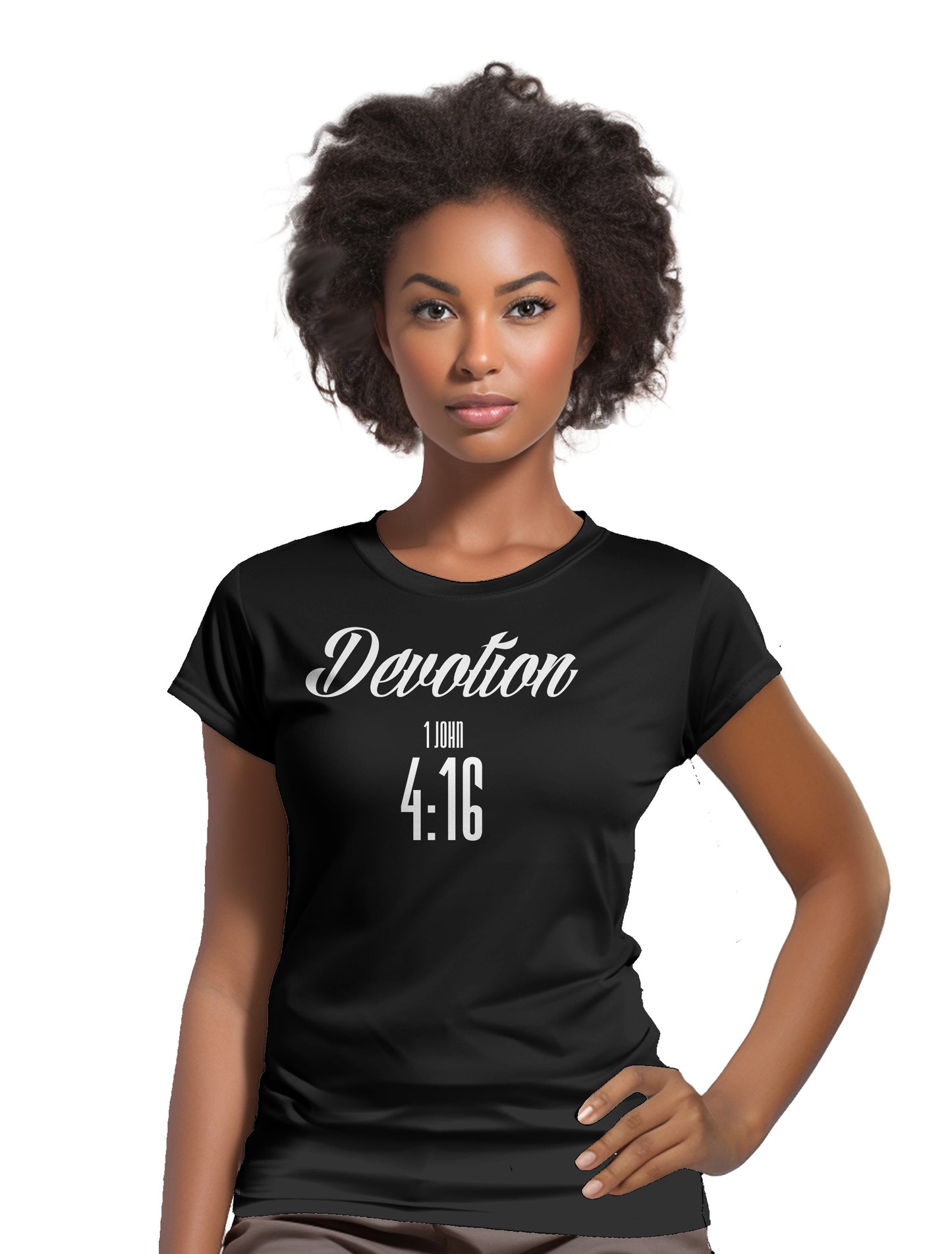 Devotion 1 John 4:16- Women's short sleeve fitted tee