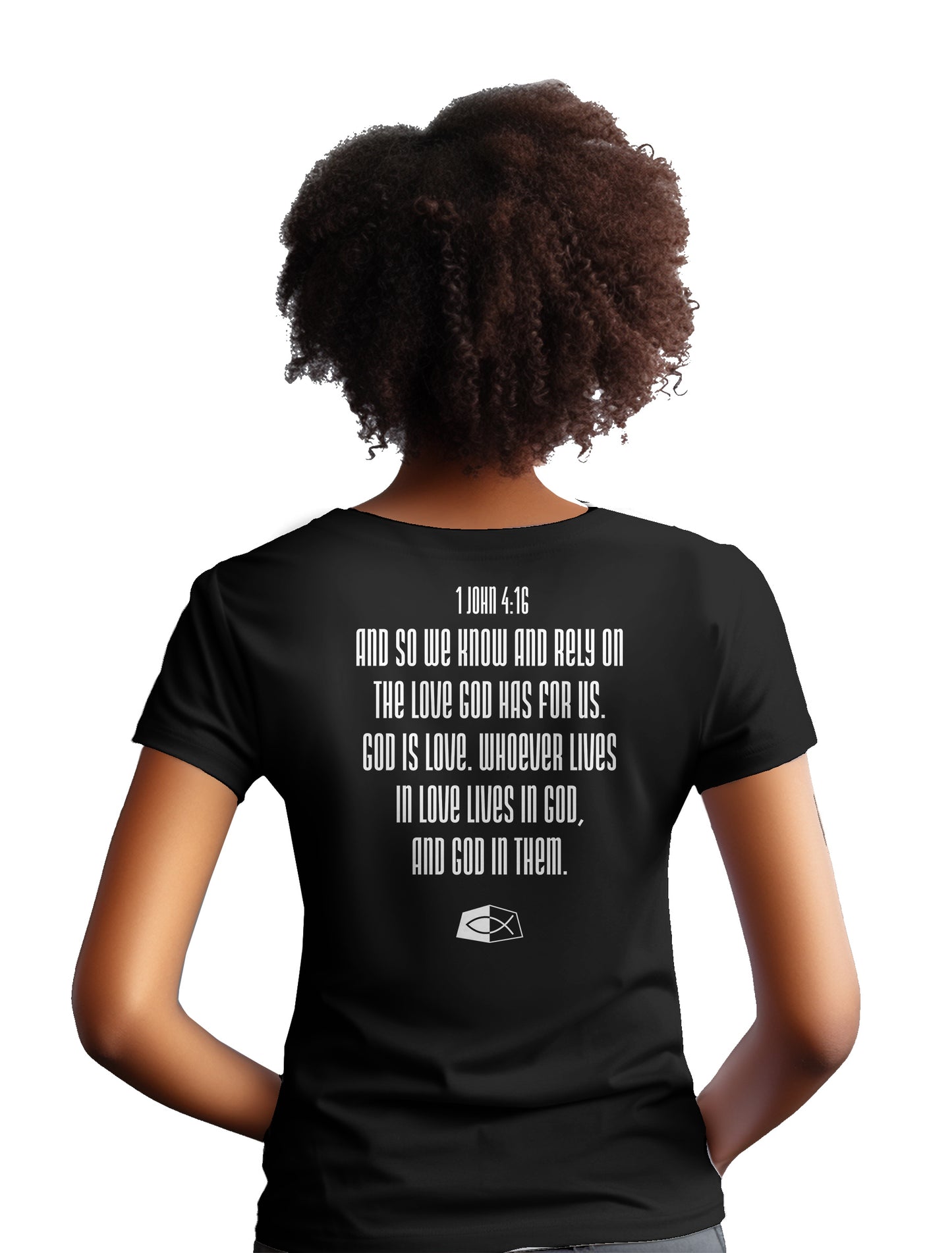 Devotion 1 John 4:16- Women's short sleeve fitted tee