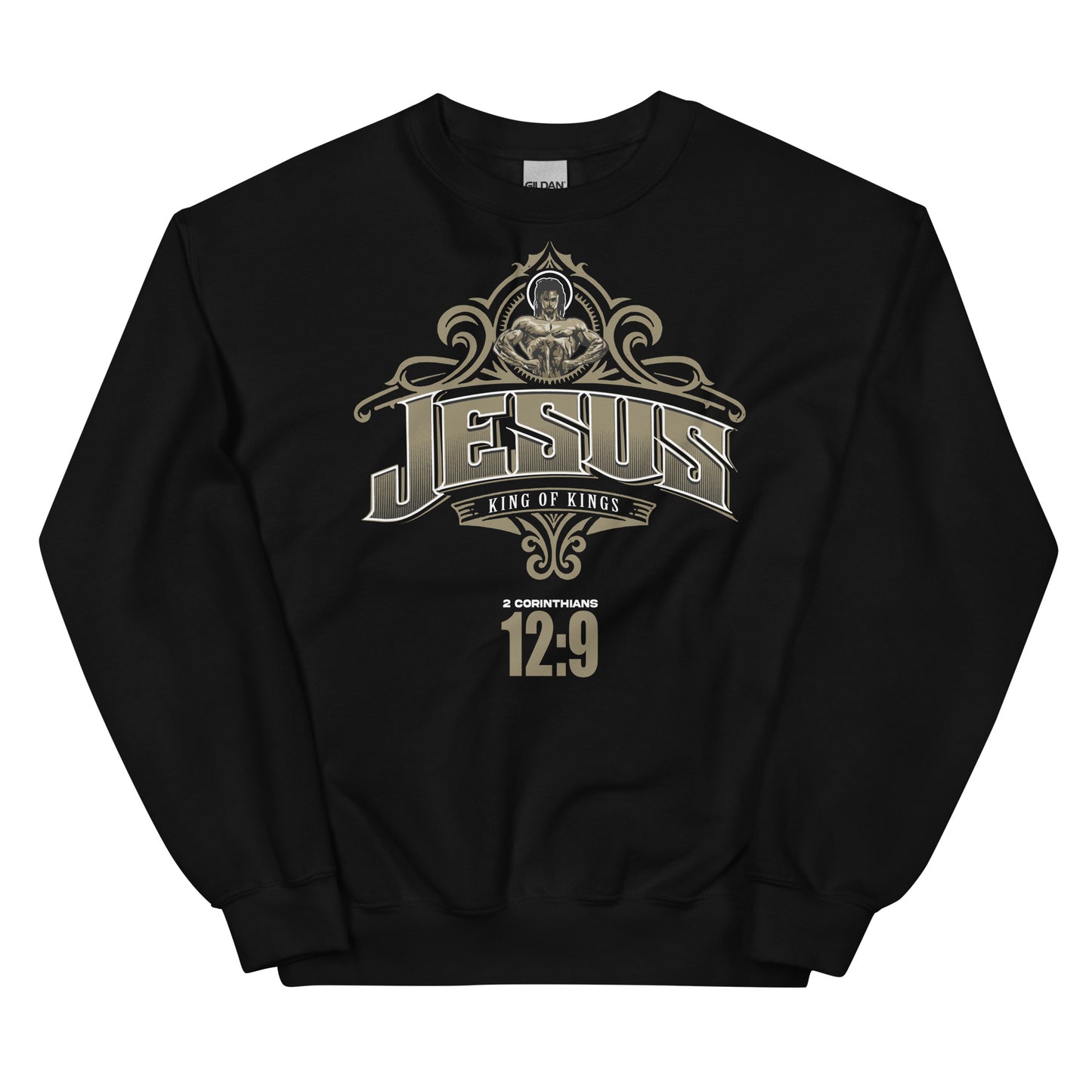 JESUS/ KING OF KINGS 2 CORINTHIANS 2:9- Men's premium sweatshirt