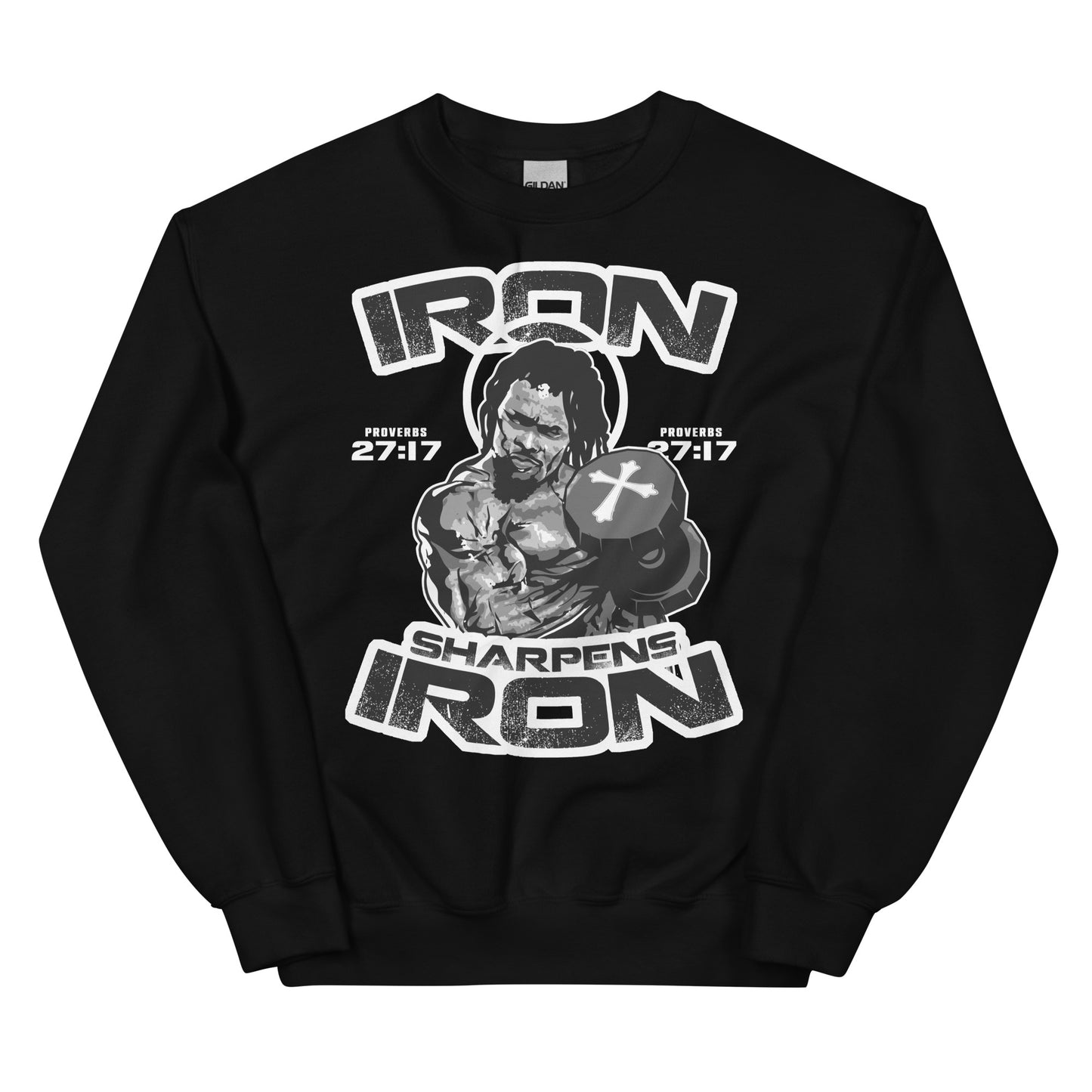 IRON SHARPENS IRON Proverbs 27:17- Men's premium sweatshirt