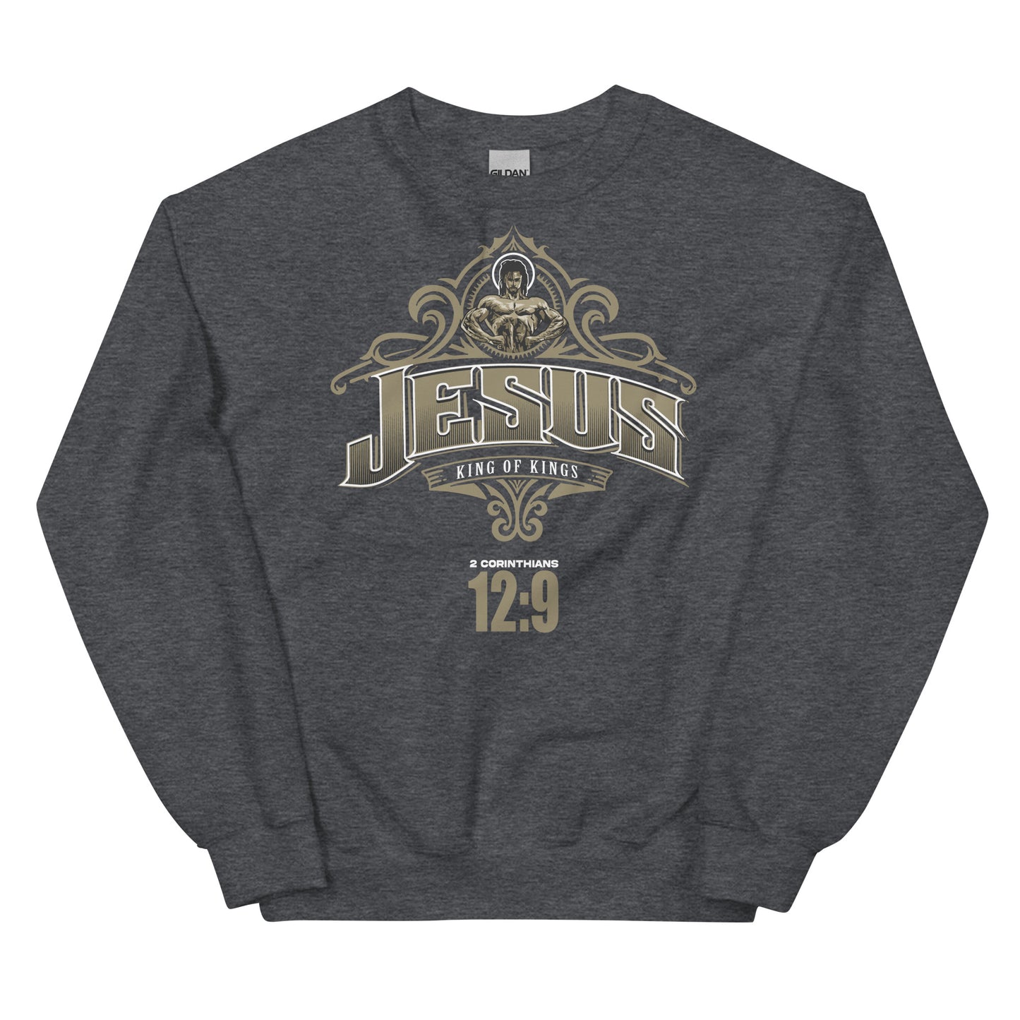 JESUS/ KING OF KINGS 2 CORINTHIANS 2:9- Men's premium sweatshirt