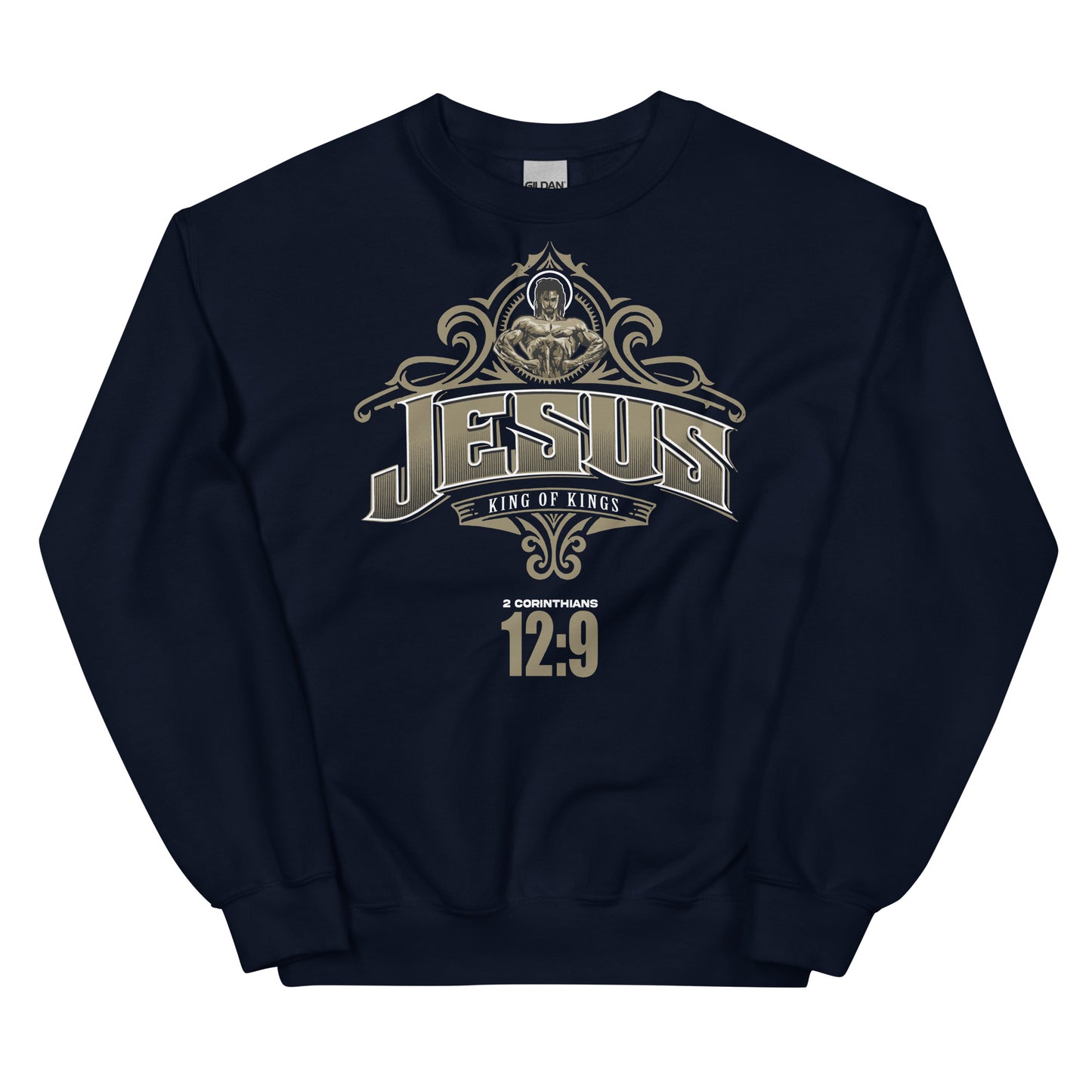 JESUS/ KING OF KINGS 2 CORINTHIANS 2:9- Men's premium sweatshirt