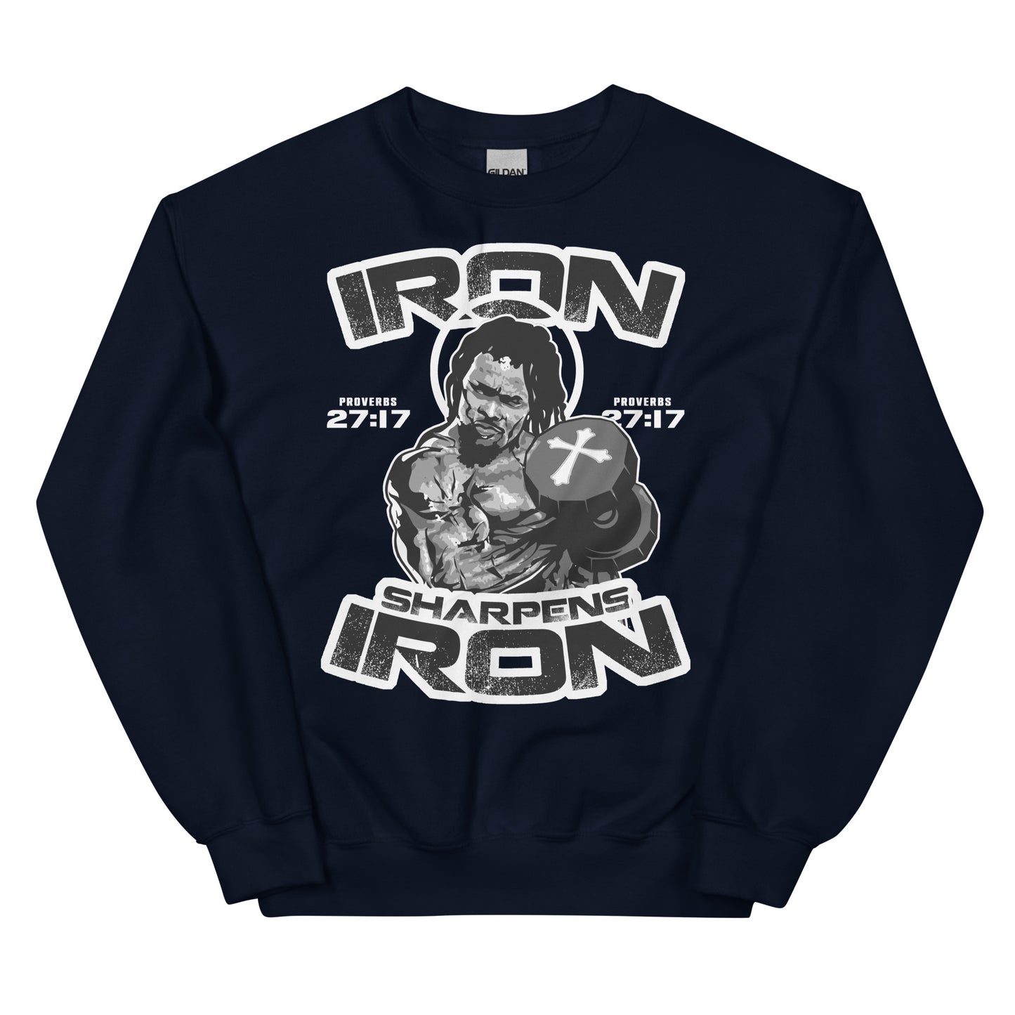 IRON SHARPENS IRON Proverbs 27:17- Men's premium sweatshirt