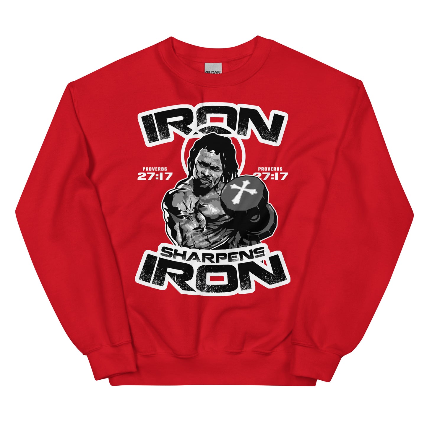 IRON SHARPENS IRON Proverbs 27:17- Men's premium sweatshirt