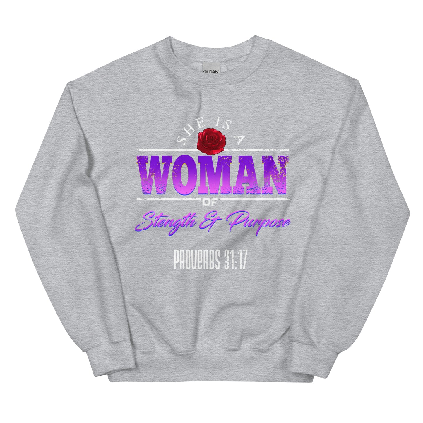'WOMAN' PROVERBS 31:17 - Women’s premium Unisex sweatshirt