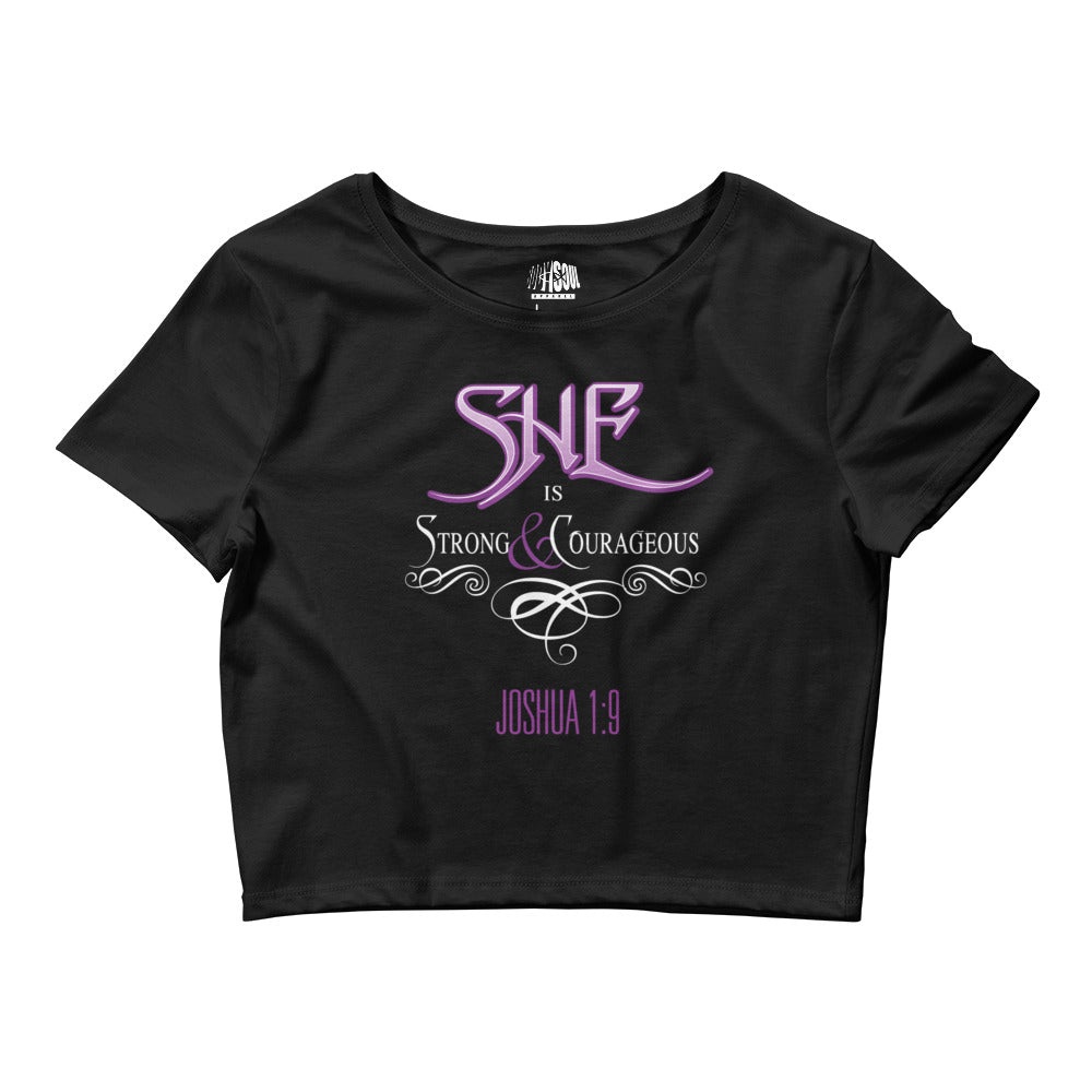 'SHE' JOSHUA 1:9 - Women’s Crop Tee