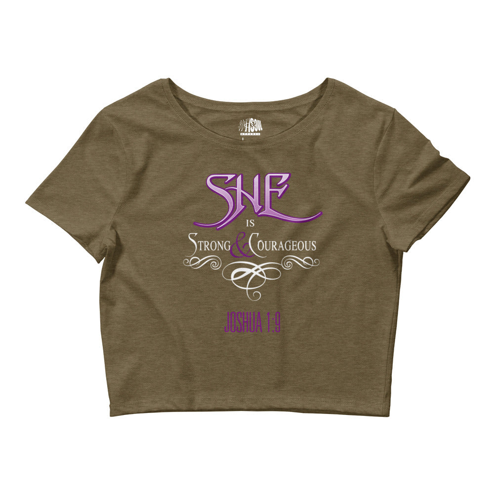 'SHE' JOSHUA 1:9 - Women’s Crop Tee
