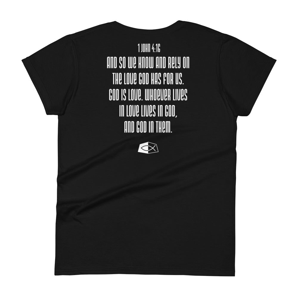 Devotion 1 John 4:16- Women's short sleeve fitted tee
