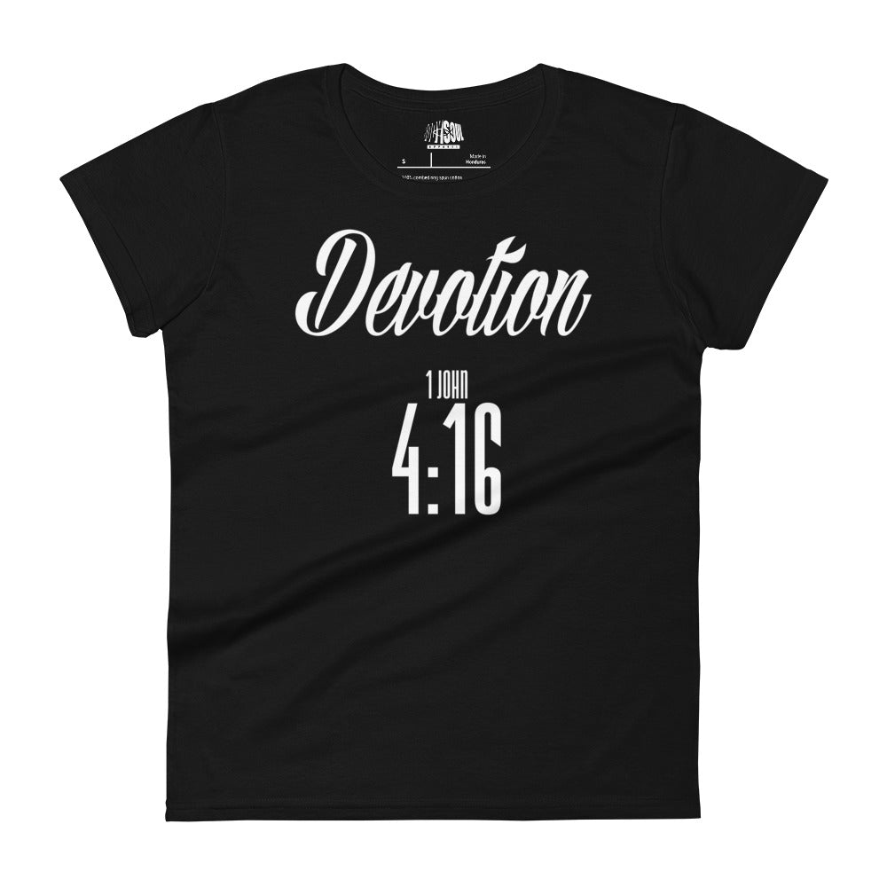 Devotion 1 John 4:16- Women's short sleeve fitted tee