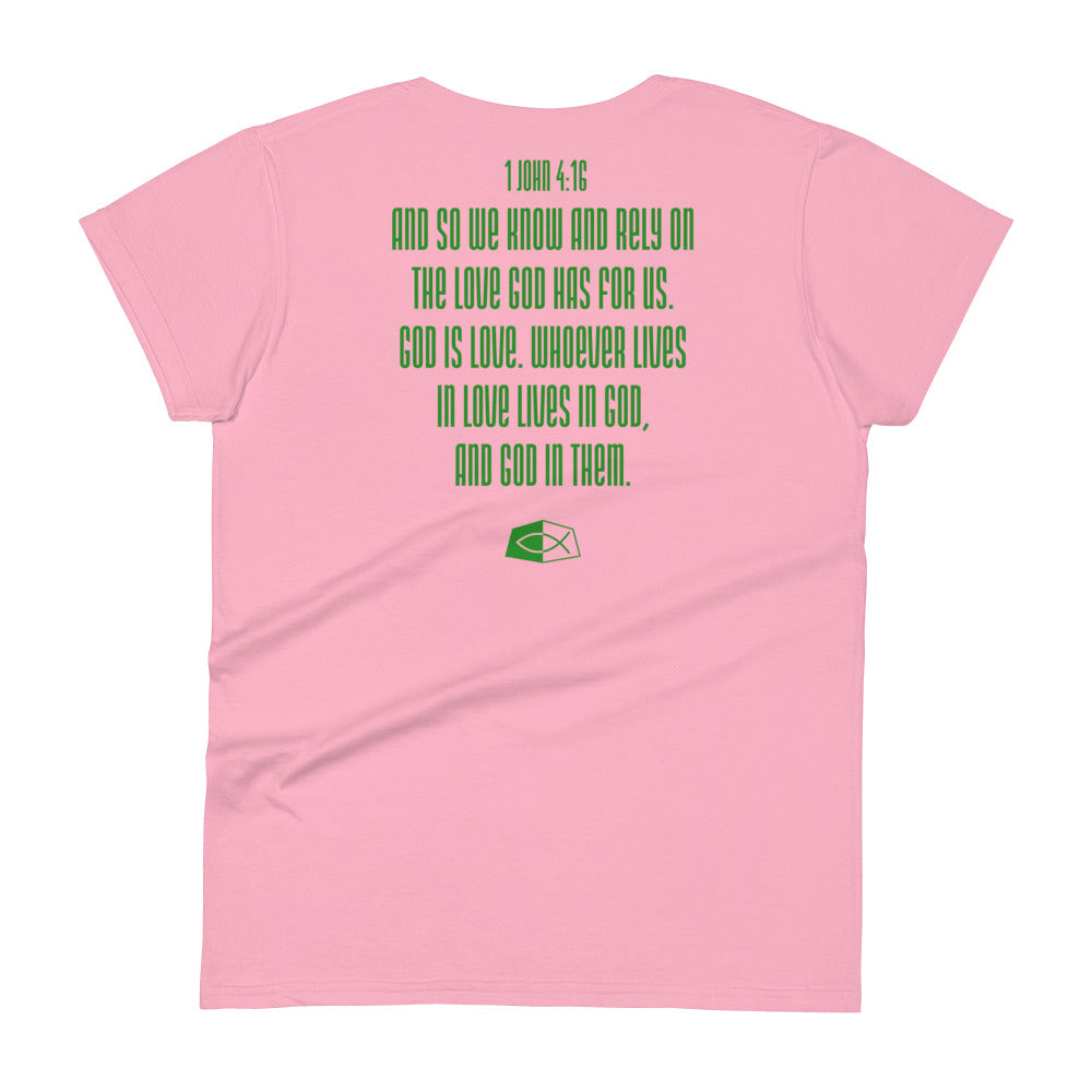 DEVOTION 1 John 4:16- Women's short sleeve fitted tee