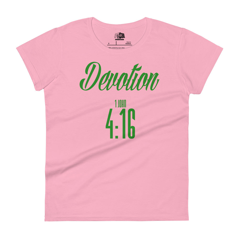 DEVOTION 1 John 4:16- Women's short sleeve fitted tee