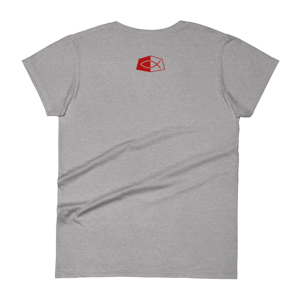 Power 1 Corinthians 4:20- Women's short sleeve fitted tee
