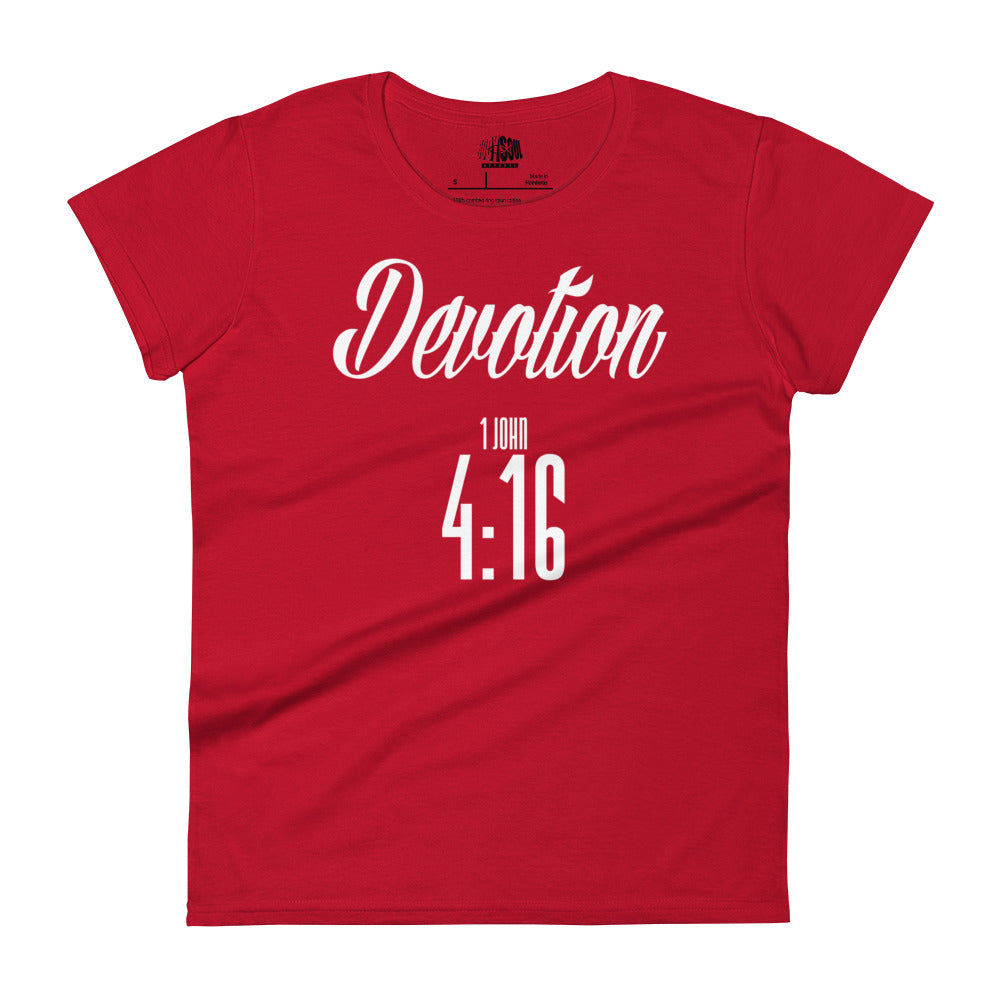 Devotion 1 John 4:16- Women's short sleeve fitted tee