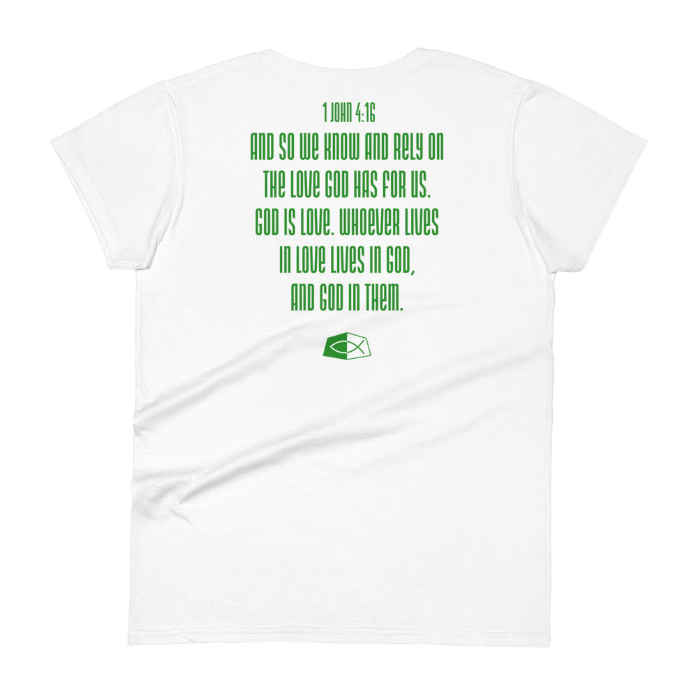DEVOTION 1 John 4:16- Women's short sleeve fitted tee