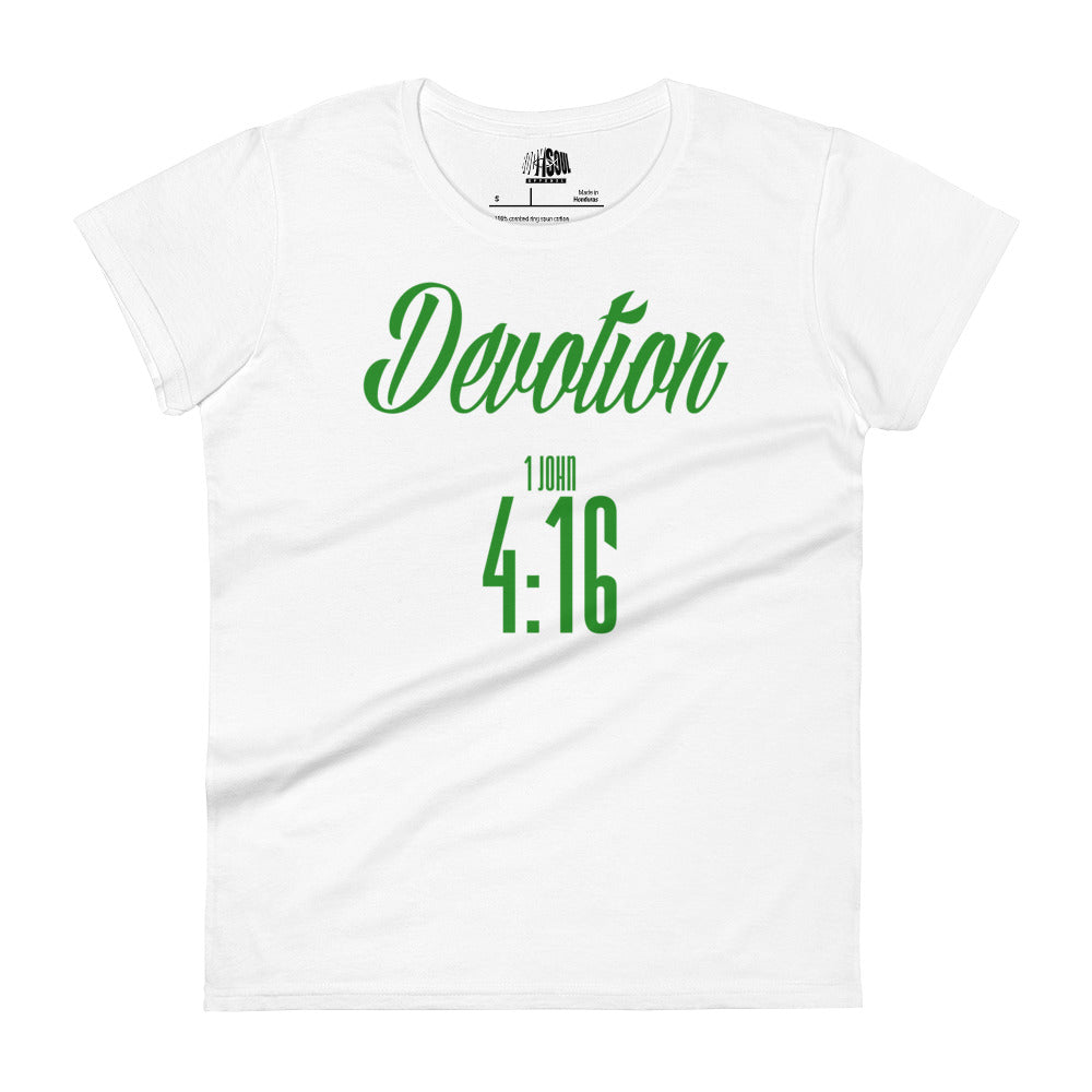 DEVOTION 1 John 4:16- Women's short sleeve fitted tee
