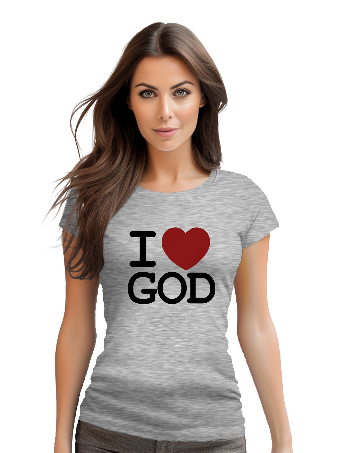 I LOVE GOD- Women's short sleeve fitted tee