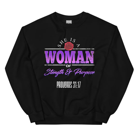 'WOMAN' PROVERBS 31:17 - Women’s premium Unisex sweatshirt