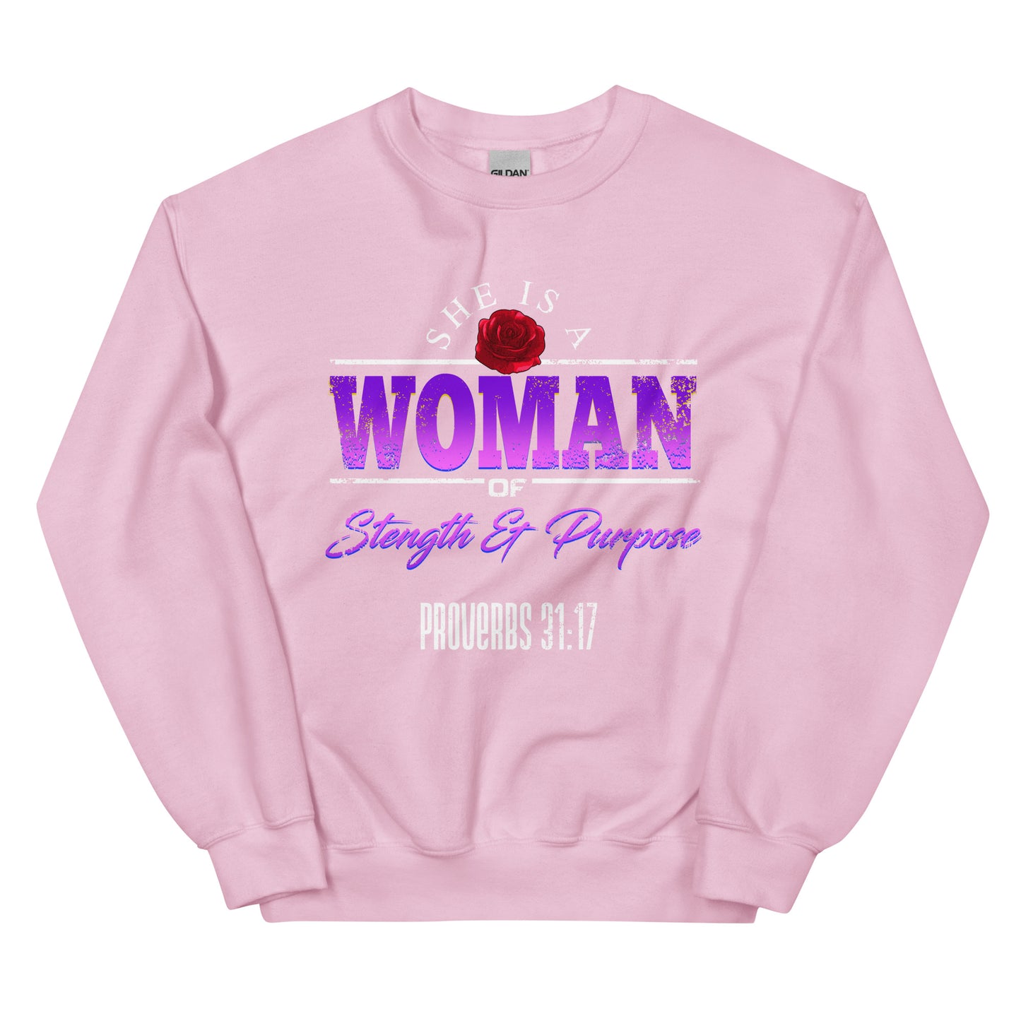 'WOMAN' PROVERBS 31:17 - Women’s premium Unisex sweatshirt