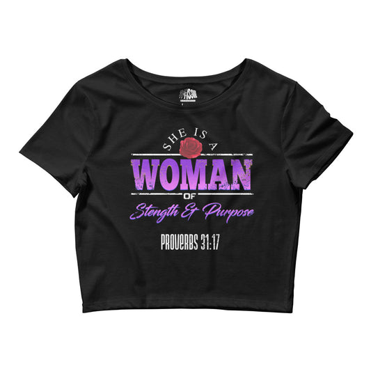 'WOMAN'  PROVERBS 31:17 - Women’s Crop Tee