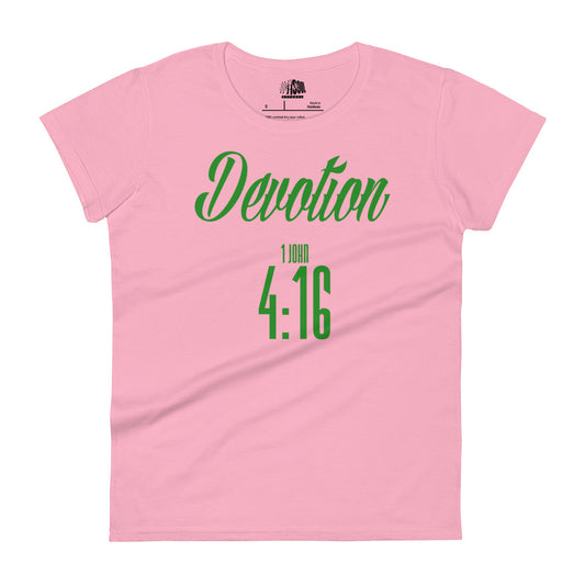 DEVOTION    1 John 4:16- Women's short sleeve fitted tee