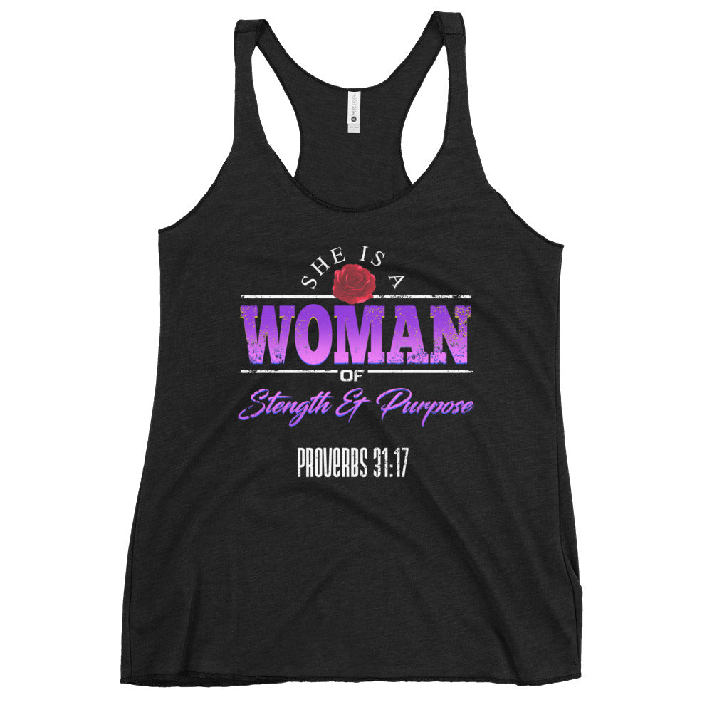 'WOMAN' PROVERBS 31:17 - Women's Racerback Tank